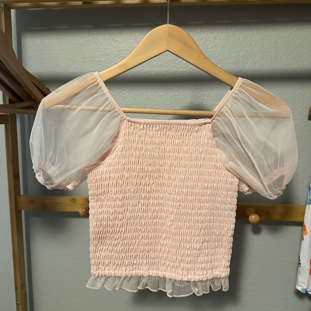 Art Class Light Pink Puff Sleeve Blouse